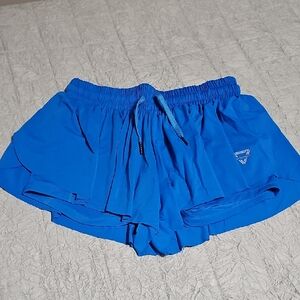 Women’s Electric Blue Athletic Layered Running Shorts